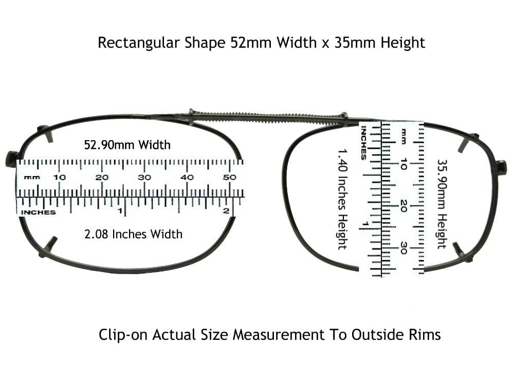 Rectangle polarized clip-on sunglasses 52mm measurement