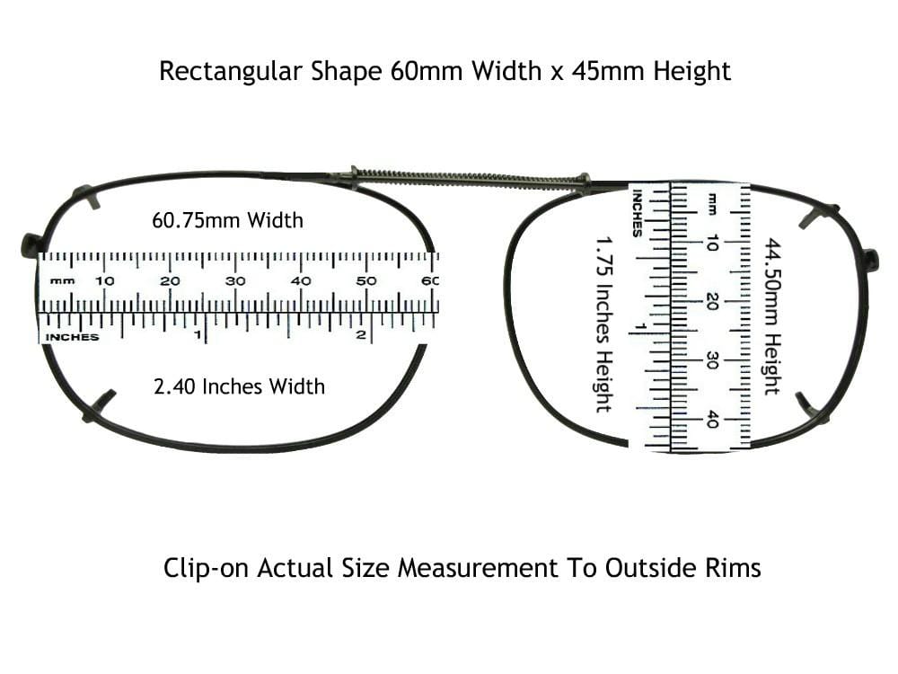 Rectangle polarized clip-on sunglasses 60mm measurement