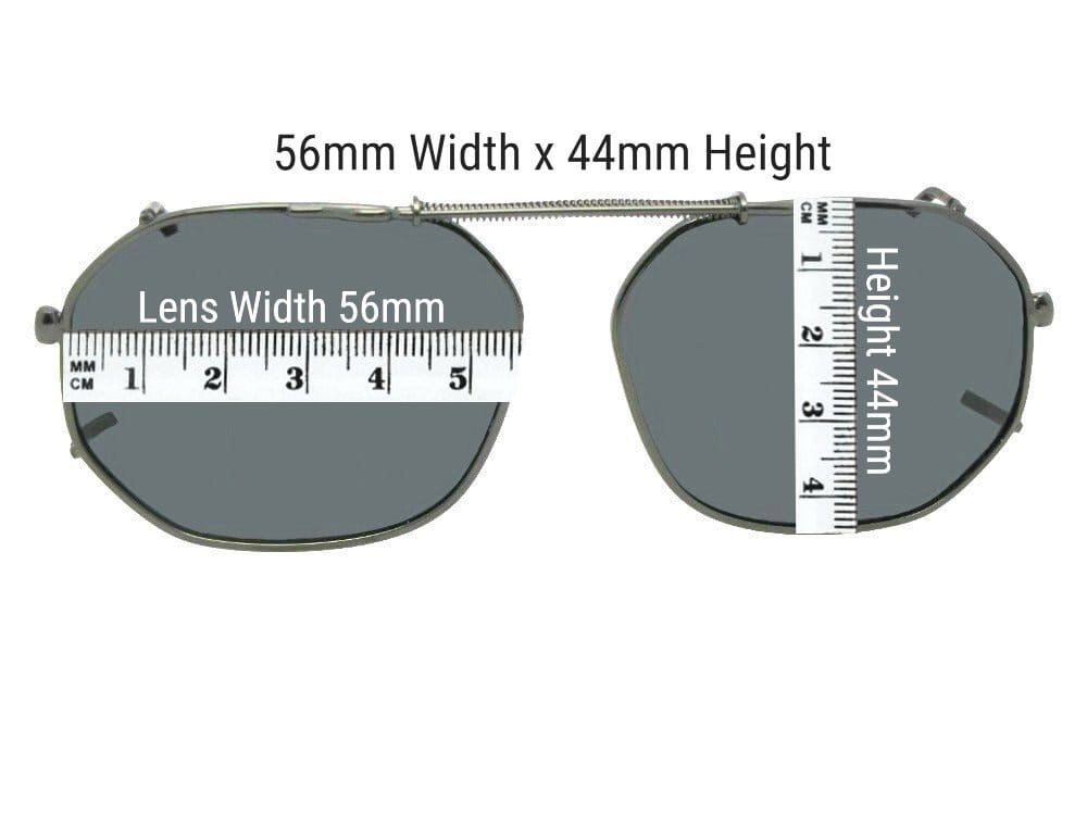 Round square non polarized amber clip-on sunglasses 56mm measurement