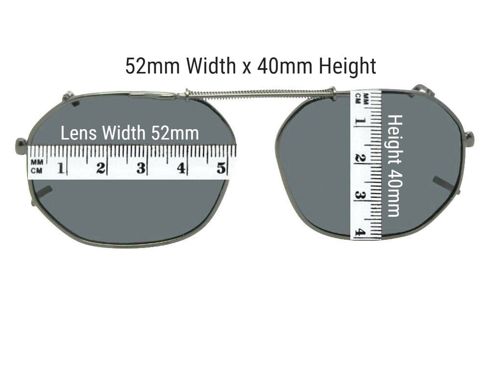 Round square non polarized amber clip-on sunglasses 52mm measurement