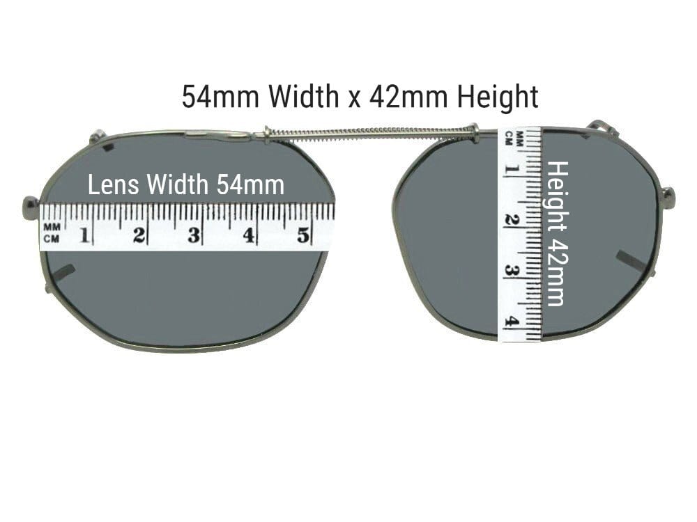 Round square non polarized amber clip-on sunglasses 54mm measurement
