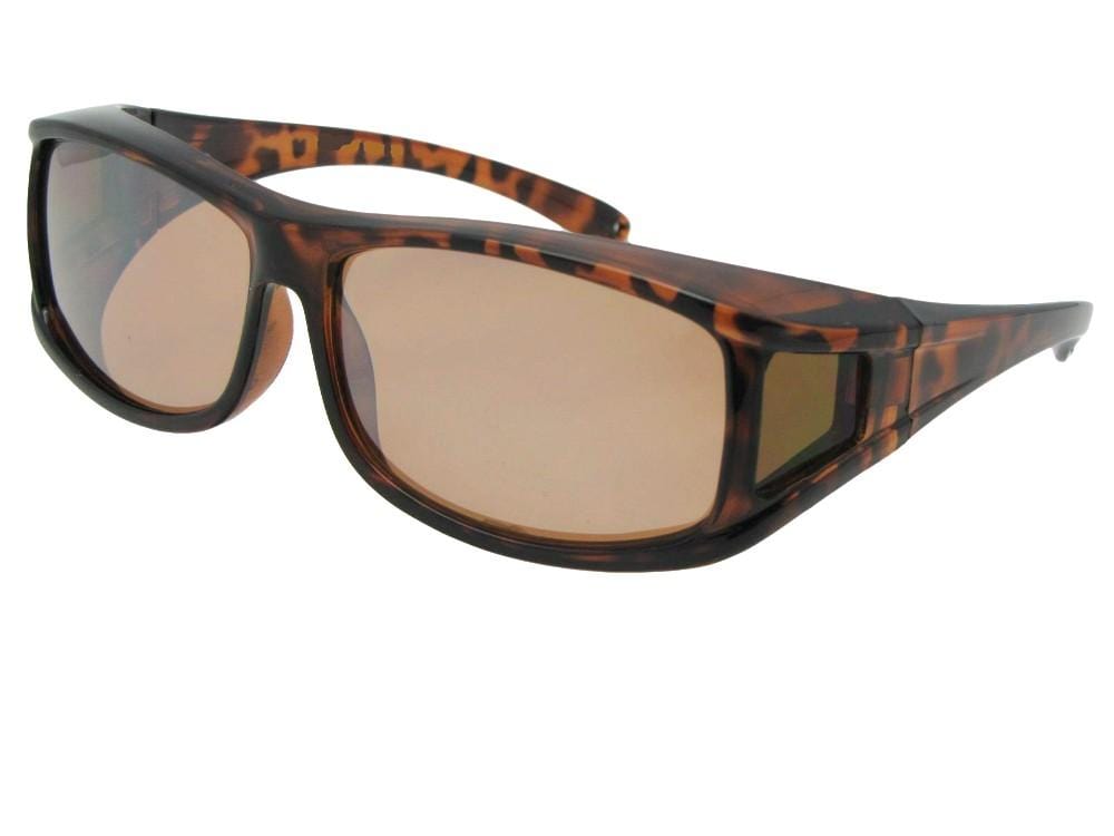 Non polarized fit over sunglass style F11 tortoise frames amber lenses