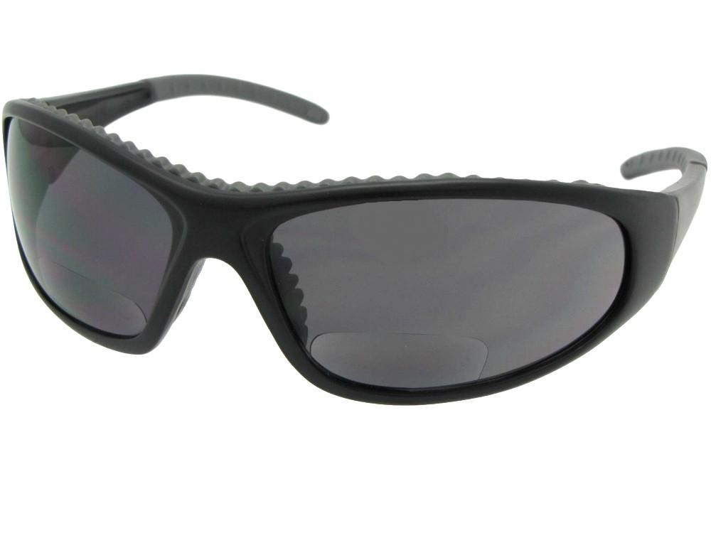 Style B29 Riding Sunglasses With Bifocals Flat Black Frame Gray Lenses