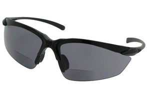 Style B39 Sleek Shape TR90 Sport Frame Bifocal Sunglasses Black Frame Gray Lenses