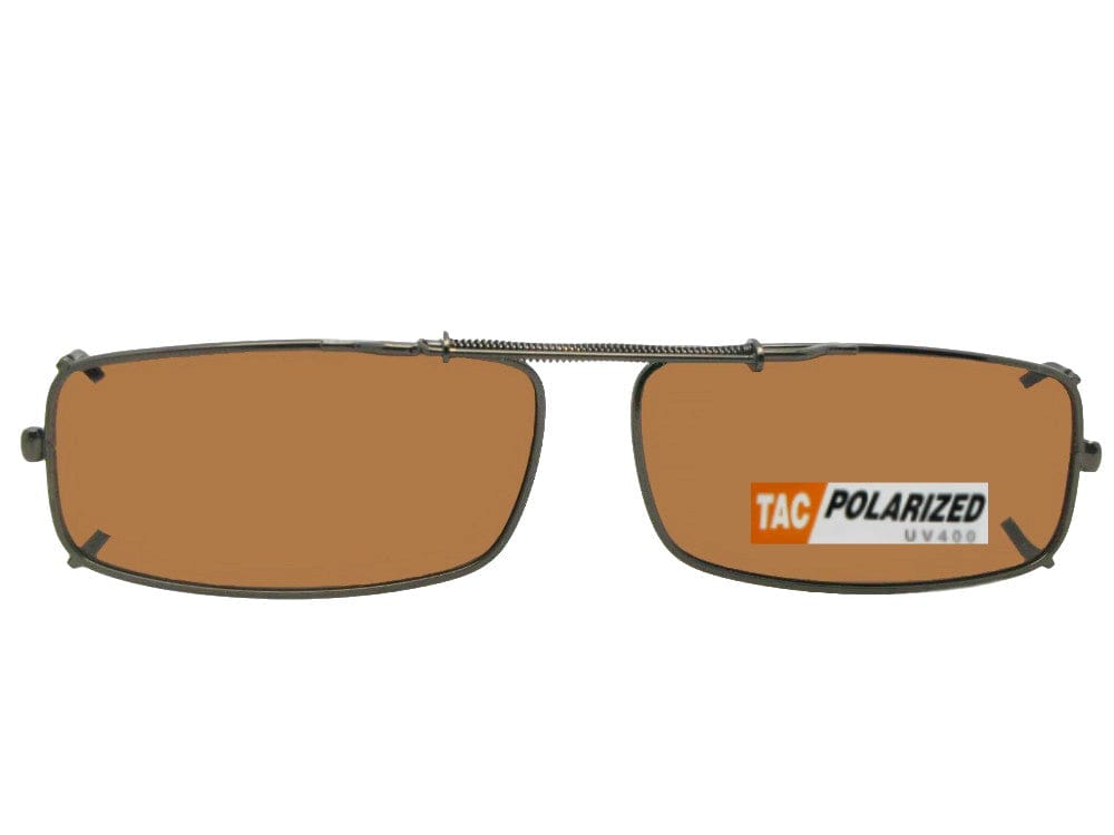 Extra Skinny Rectangle Polarized Clip-On Sunglasses