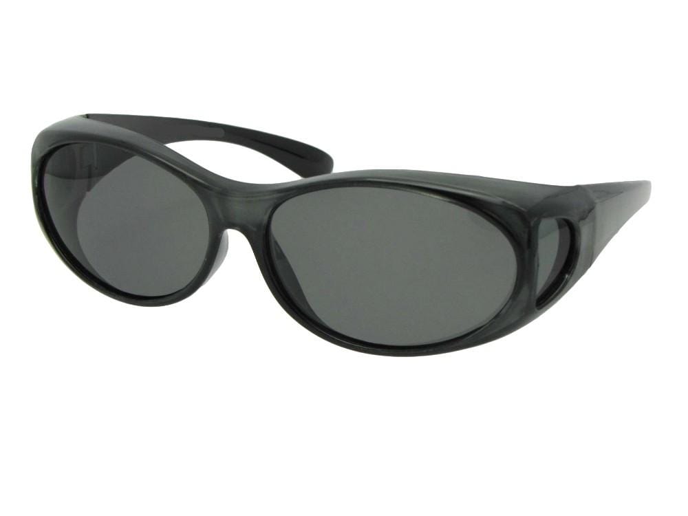 Style F3 Small Wrap Around Fit Over Polarized Sunglasses Clear Gray Med Dark Gray Lenses