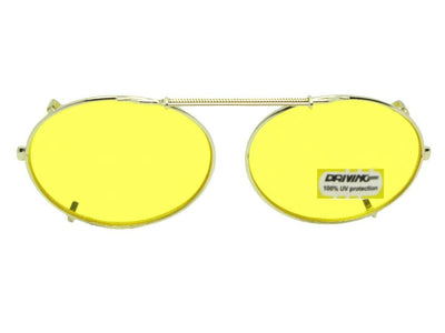 Oval Yellow Lens Clip-on Sunglasses Light Gold Frame Yellow Lenses