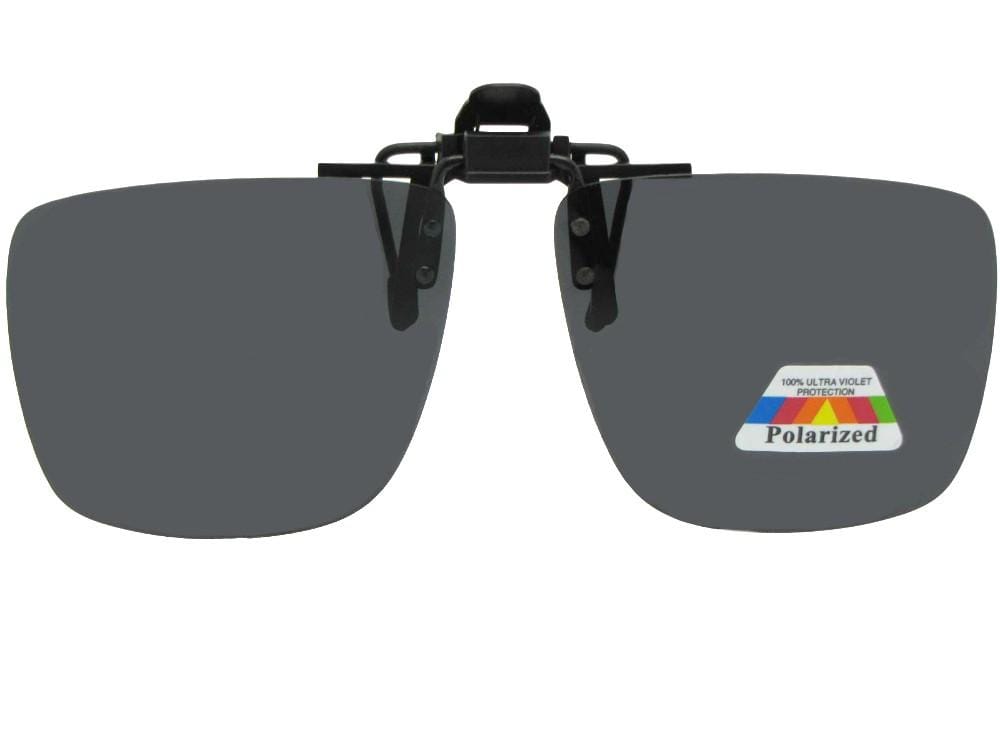 Square Polarized Flip Up Sunglasses Black Gray Lenses