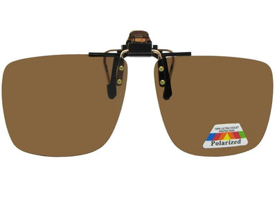 Square Polarized Flip Up Sunglasses Black Gold Amber Lenses