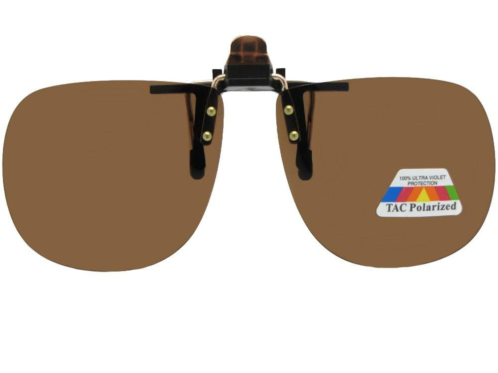 Square Polarized Flip Up Sunglasses Black Gold Brown Lenses