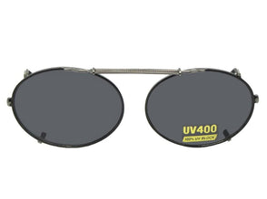 Oval Non Polarized Clip-on Sunglasses Black Frame Gray Lenses