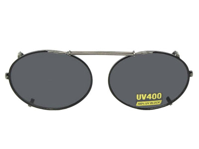Oval Non Polarized Clip-on Sunglasses Black Frame Gray Lenses