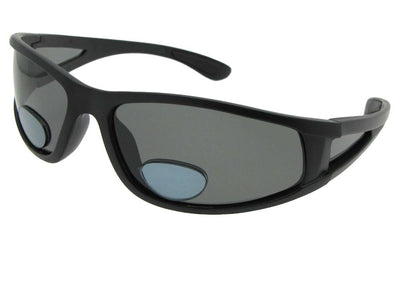 Style P7 Fishing Polarized Bifocal Sunglasses Flat Black Frame Gray Lenses