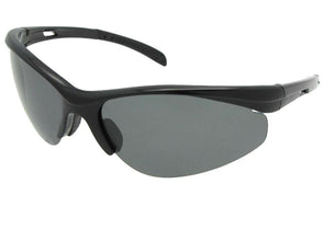 Style PSR50 Semi Rimless Wrap Around Polarized Sunglasses Black Frame Gray Lenses