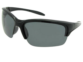 Style PSR82 Half Rim Polarized Sunglasses For Sports Flat Black Frame Gray Lenses 