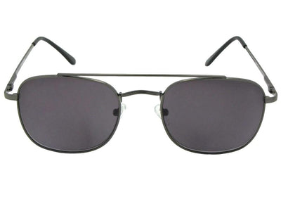 Style R72 Square Aviator Full Reader Lens Sunglasses Pewter Frame Gray Lenses