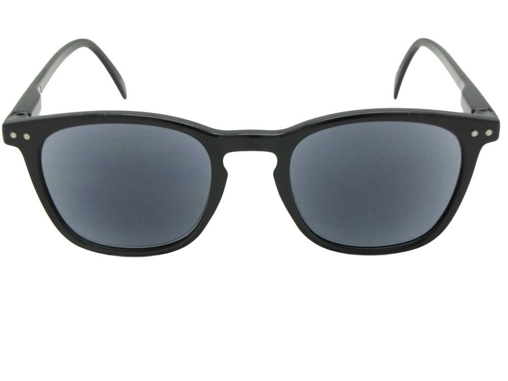 Style R94 Retro Square Reading Sunglasses Black Frame Gray Lenses