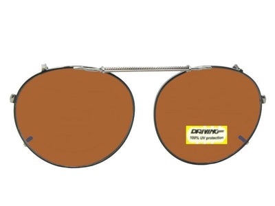 Semi Round Non Polarized Amber Clip-on Sunglasses Black Frame Amber Lenses