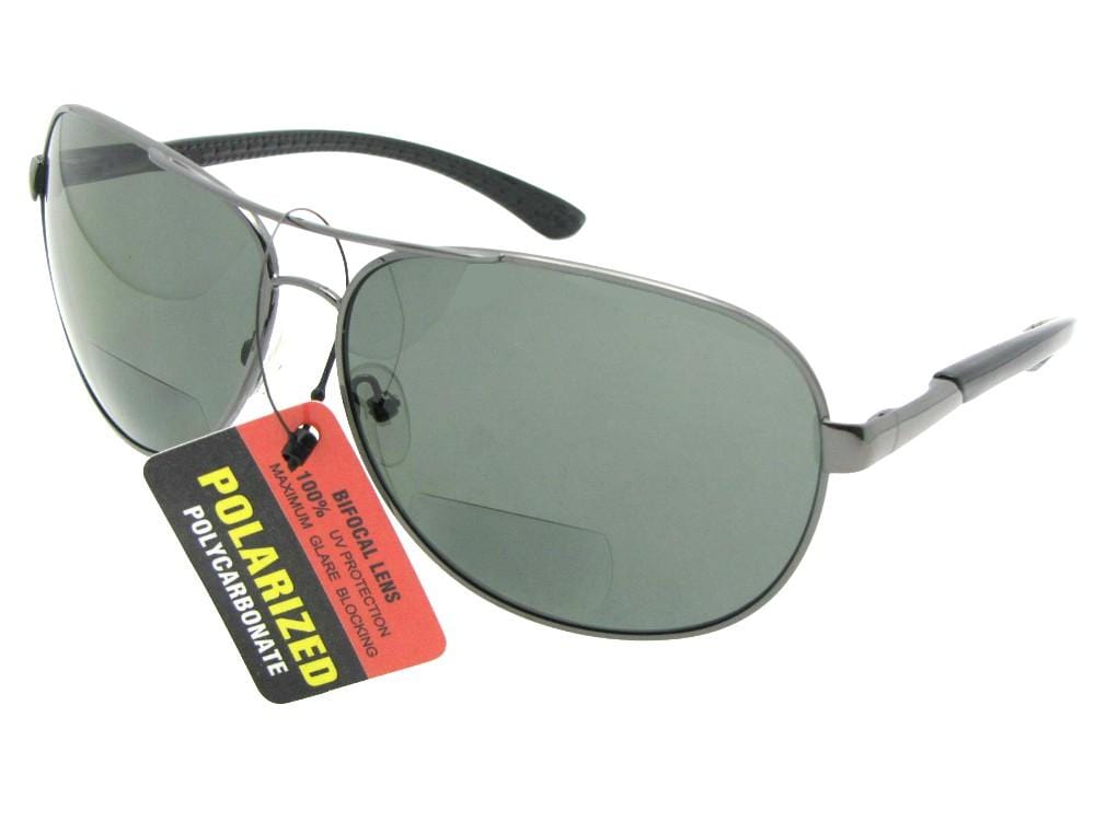 Big Metal Frame Polarized Bifocal Sunglasses Style P8 - Sunglass Rage