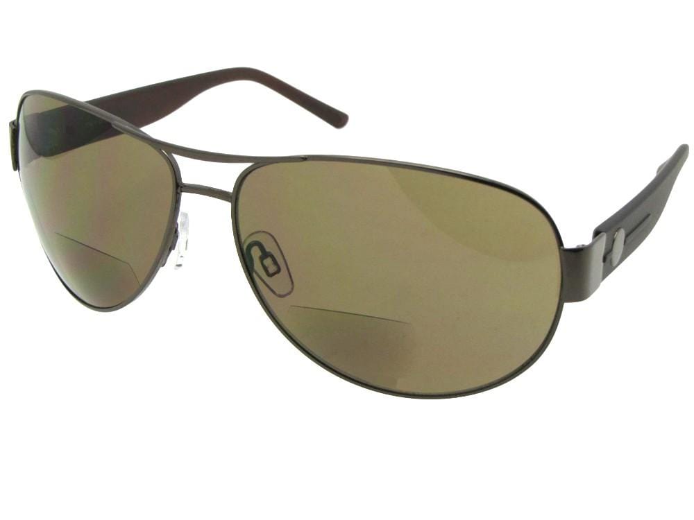 Large Metal Frame Bifocal Sunglasses for Men Style B79 - Sunglass Rage