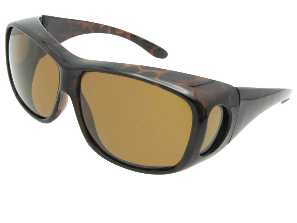 Large wrap around fit over sunglasses Style F15 tortoise frame brown lenses
