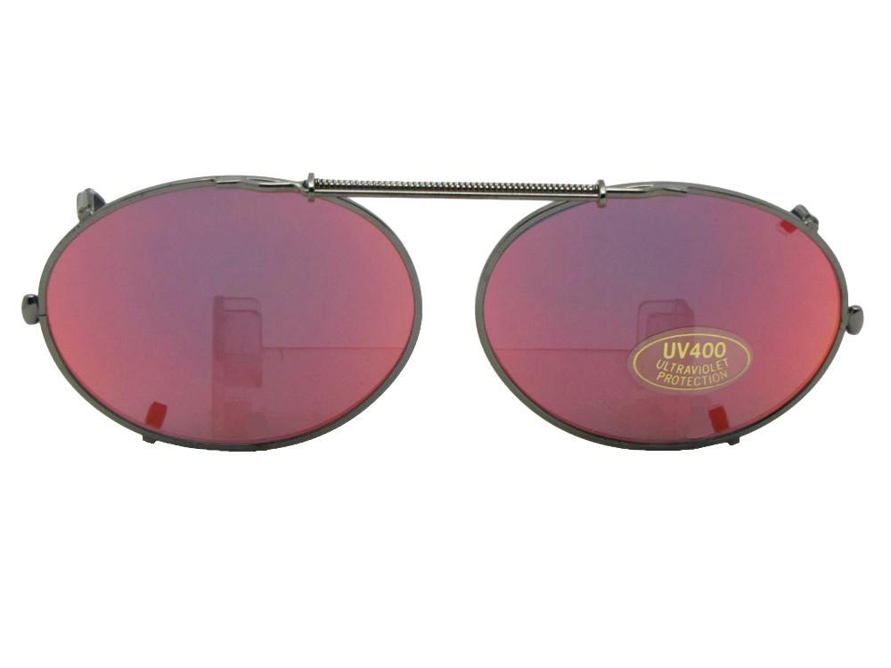 Oval Color Mirror Clip - on Sunglasses - Sunglass Rage