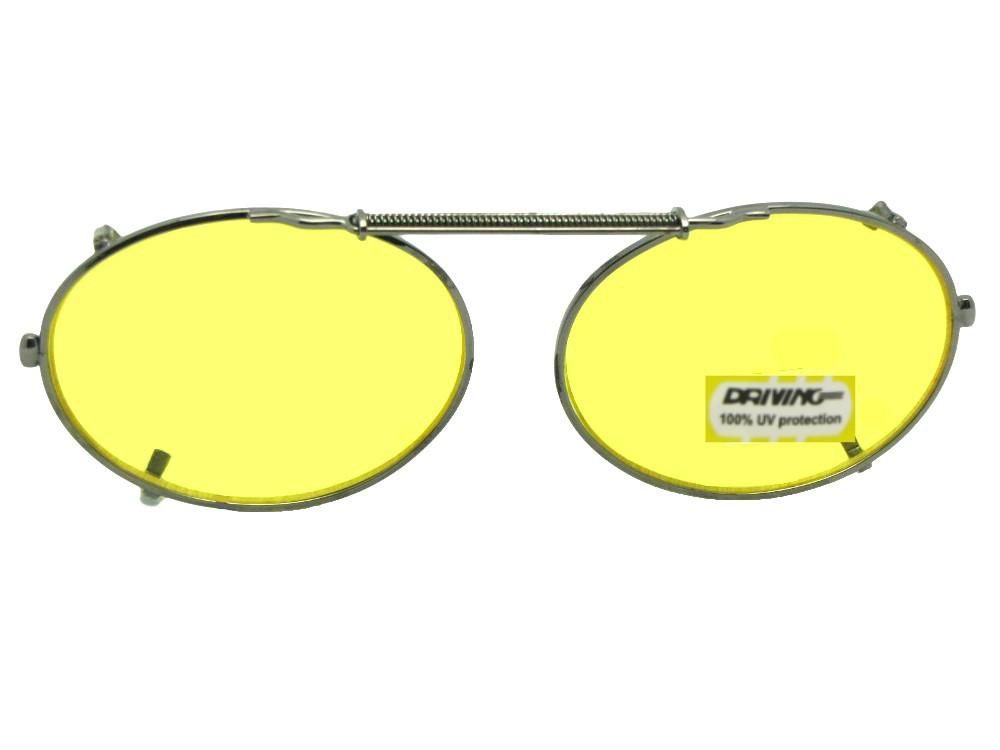 Oval Yellow Lens Clip - on Sunglasses - Sunglass Rage