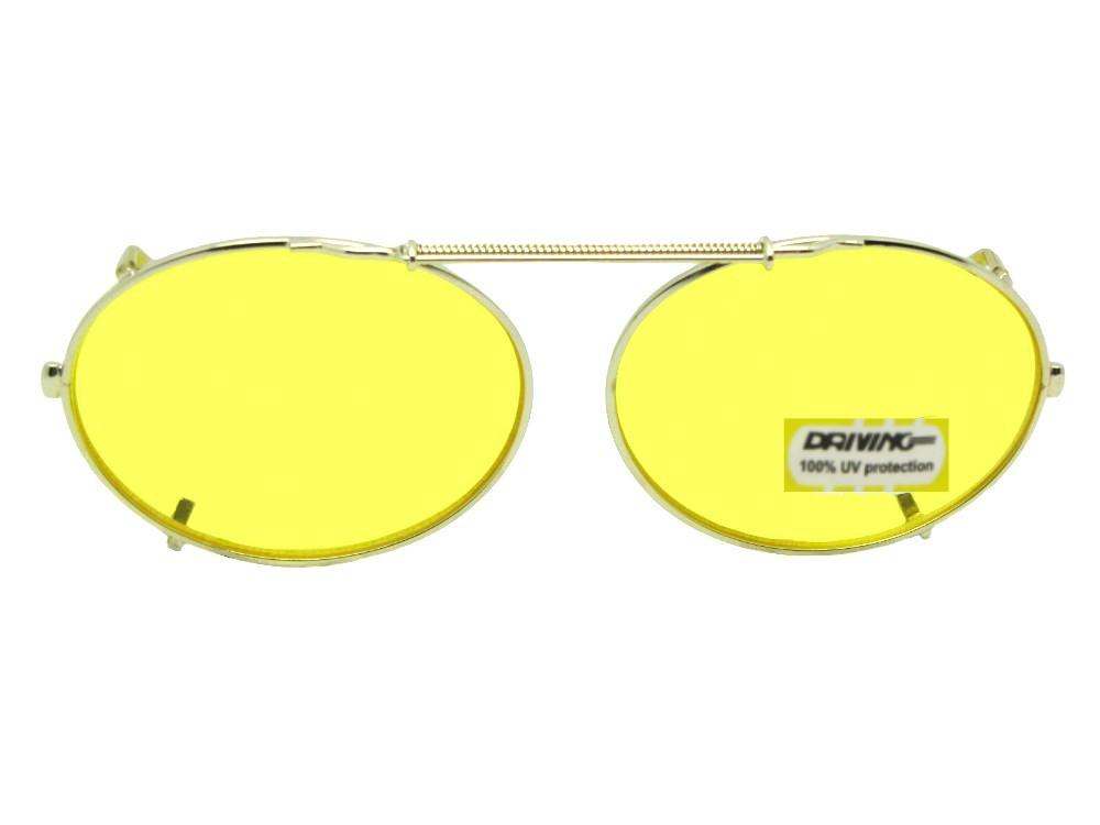 Oval Yellow Lens Clip - on Sunglasses - Sunglass Rage