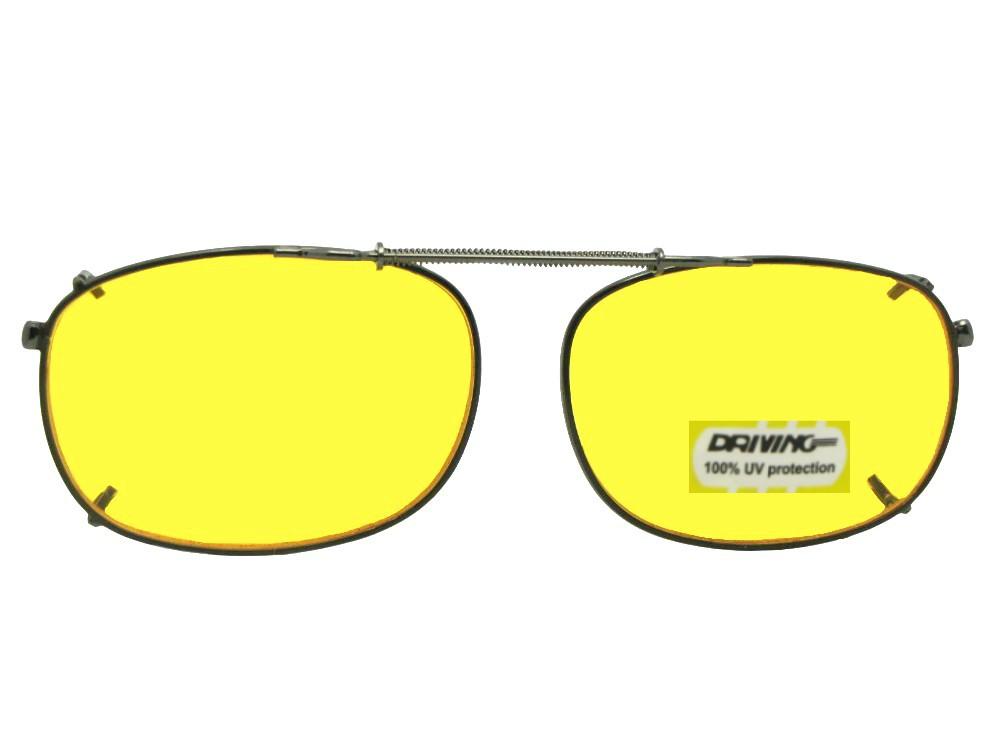 Rectangle Non Polarized Yellow Clip Ons - Sunglass Rage