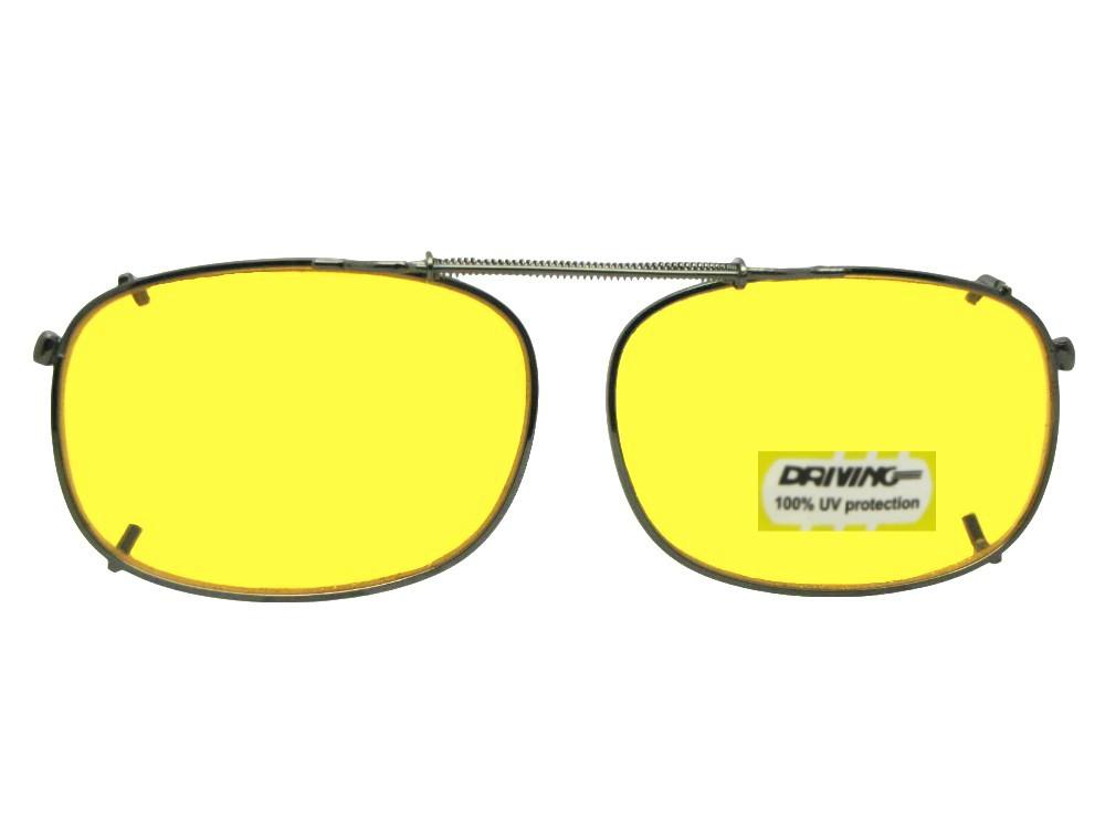 Rectangle Non Polarized Yellow Clip Ons - Sunglass Rage