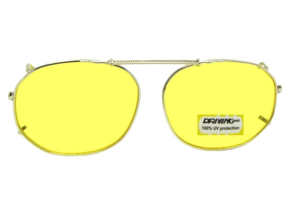 Round Square Yellow Lenses Clip - on Sunglasses - Sunglass Rage