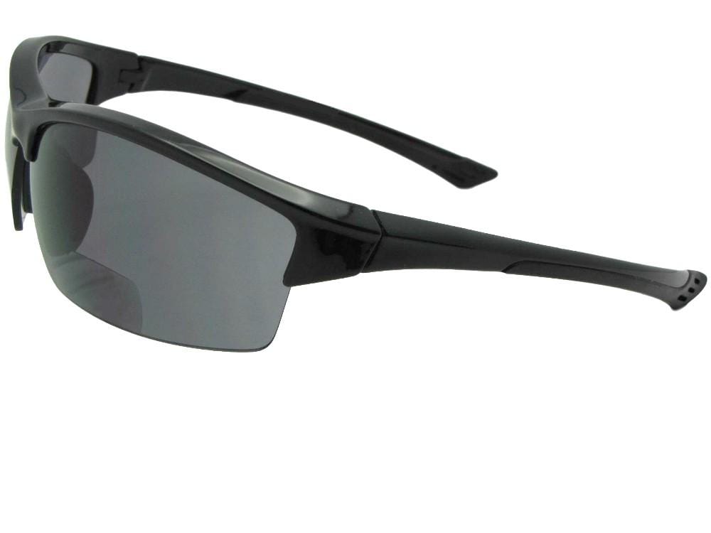 Semi Rimless Wrap Around Frame Bifocal Sunglasses Style B76 - Sunglass Rage