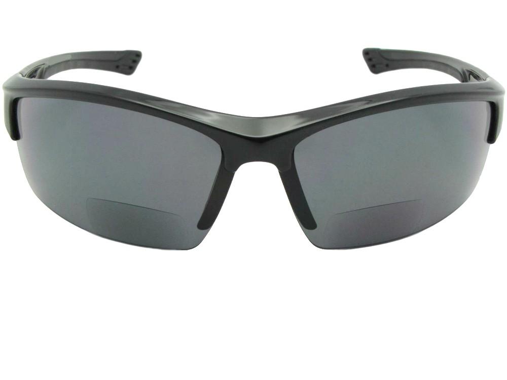 Semi Rimless Wrap Around Frame Bifocal Sunglasses Style B76 - Sunglass Rage