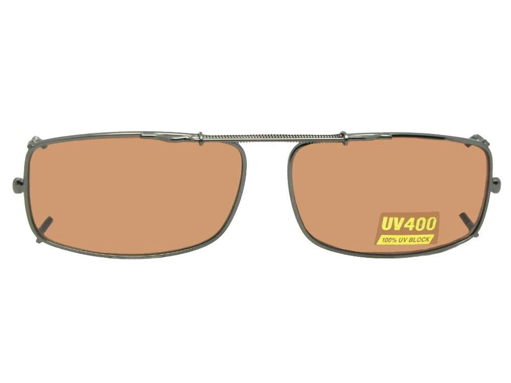 Slim Rectangle Non Polarized Amber Clip - on Sunglasses - Sunglass Rage