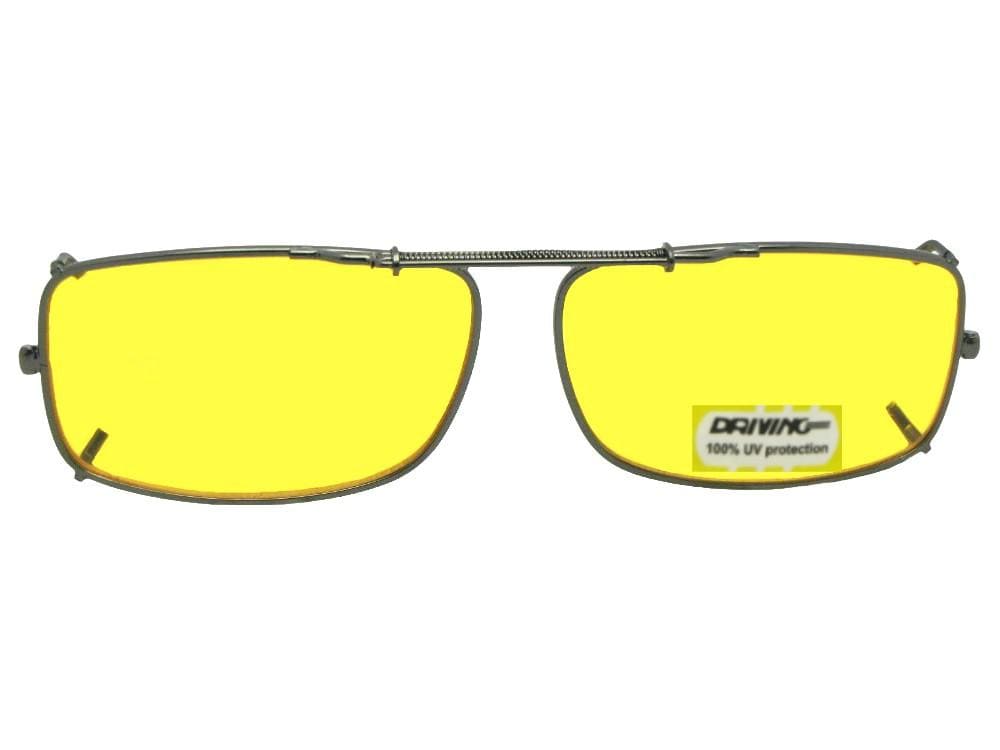 Slim Rectangle Non Polarized Yellow Lens Clip - on Sunglasses - Sunglass Rage