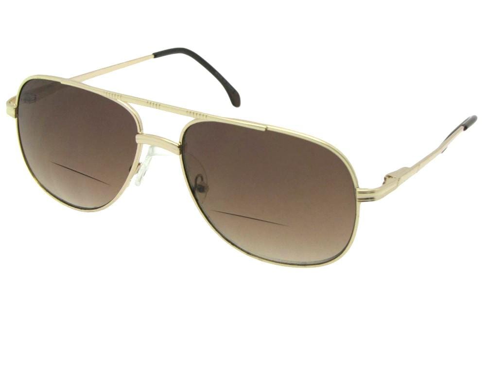 Square Shape Metal Frame Bifocal Sunglasses Style B50 - Sunglass Rage