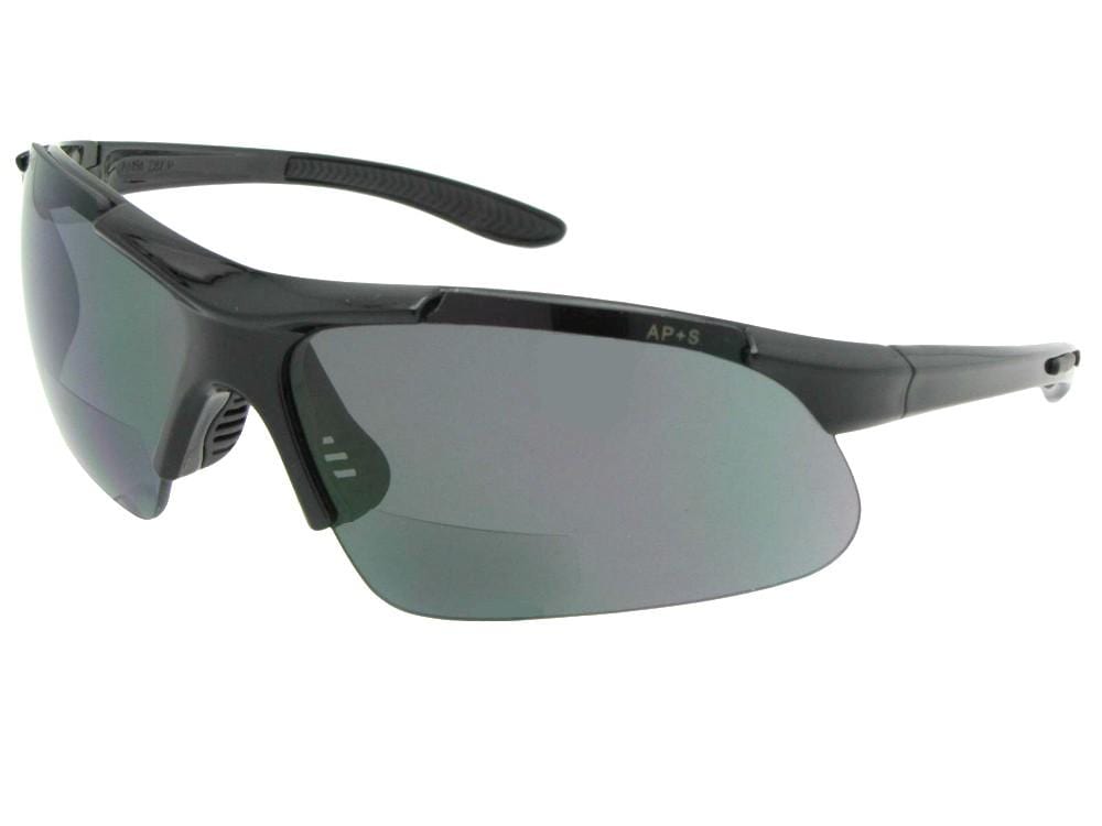 Style B102 Safety Sunglasses With Bifocals Black Frame Gray Lenses