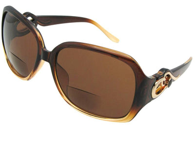 Style B119 Womens Fashion Bifocal Sunglasses Two Tone Brown Brown Lenses