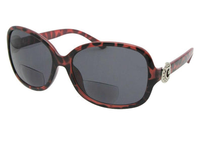 Style B121 Womens Fashion Bifocal Sunglasses Red Pattern Gray Lens