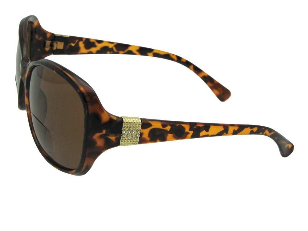 Style B127 Womens Fashion Rhinestone Bifocal Sunglasses Tortoise Frame Brown Lenses