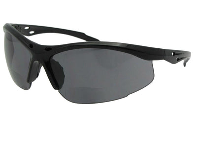 Style B37 Safety Bifocal Sunglasses Black Frame Gray Lenses