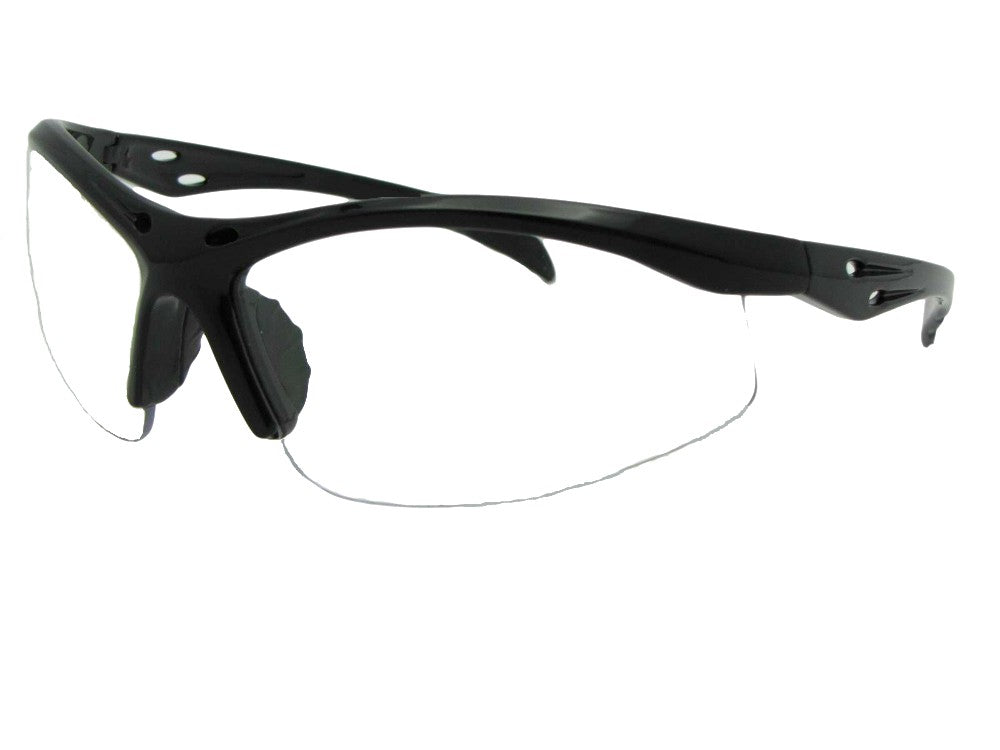Style B37 Safety Bifocal Sunglasses Black Frame Clear Lenses