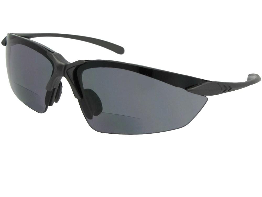 Style B39 BSleek Shape TR90 Sport Frame Bifocal Sunglasses lack Gray Frame Gray Lens