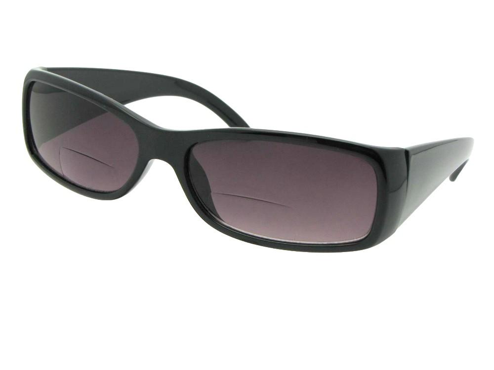 Style B3 Womens Casual Fashion Bifocal Sunglasses Black Frame Gray Lens