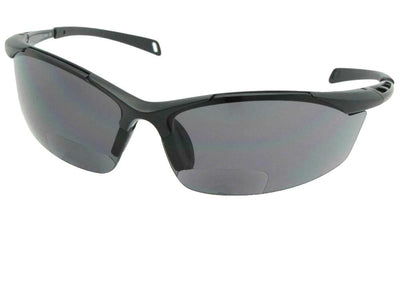 Style B40 Semi Rimless Bifocal Sunglasses Black Temple Gray Lenses