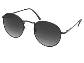 Style B51 Semi Round Frame Bifocal Sunglasses Black Frame Gray Lens