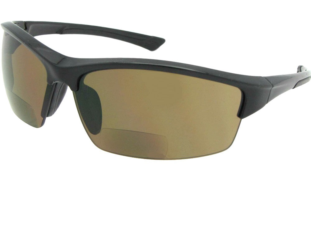 Semi Rimless Wrap Around Bifocal Sunglasses Style B76 Sunglass Rage