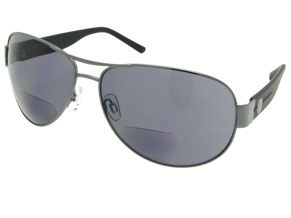 Style B79 Premium Aviator Bifocal for Men Pewter Frame Gray Lenses