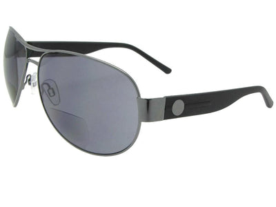 Style B79 Premium Aviator Bifocal for Men Pewter Frame Gray Lenses