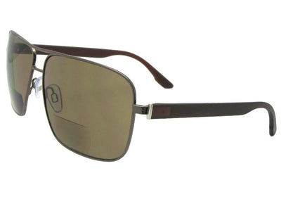 Style B82 Premium Square Aviator Bifocal Sunglass For Men Bronze Frame Brown Lenses